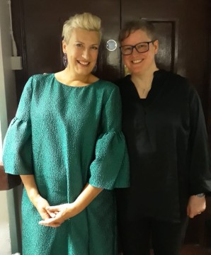 Susi with Dame Sarah Connolly after the choir's Verdi Requiem Prom